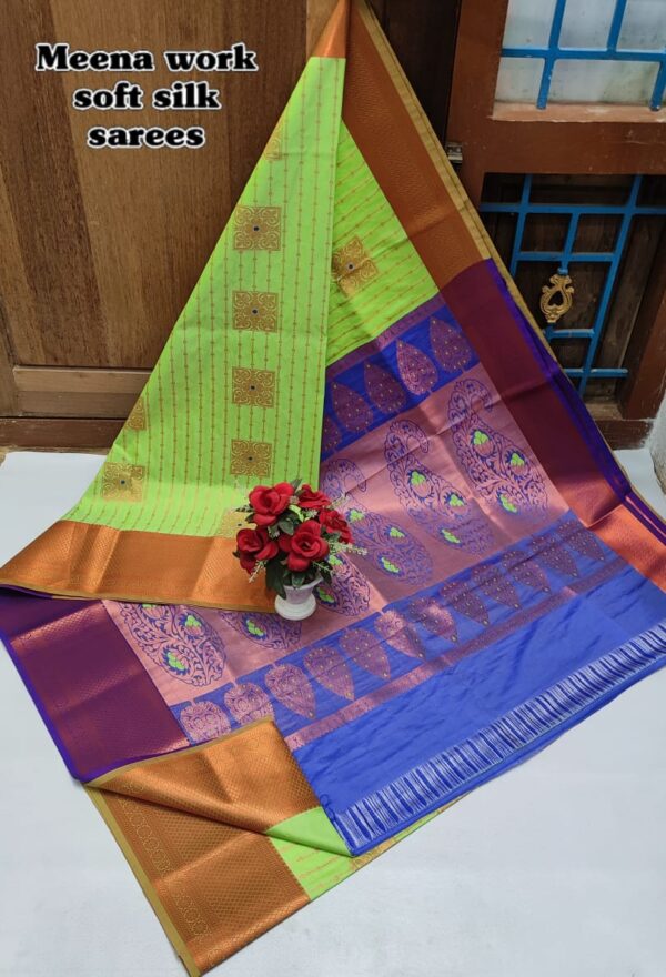 Meena Work Soft Silk Sarees 026
